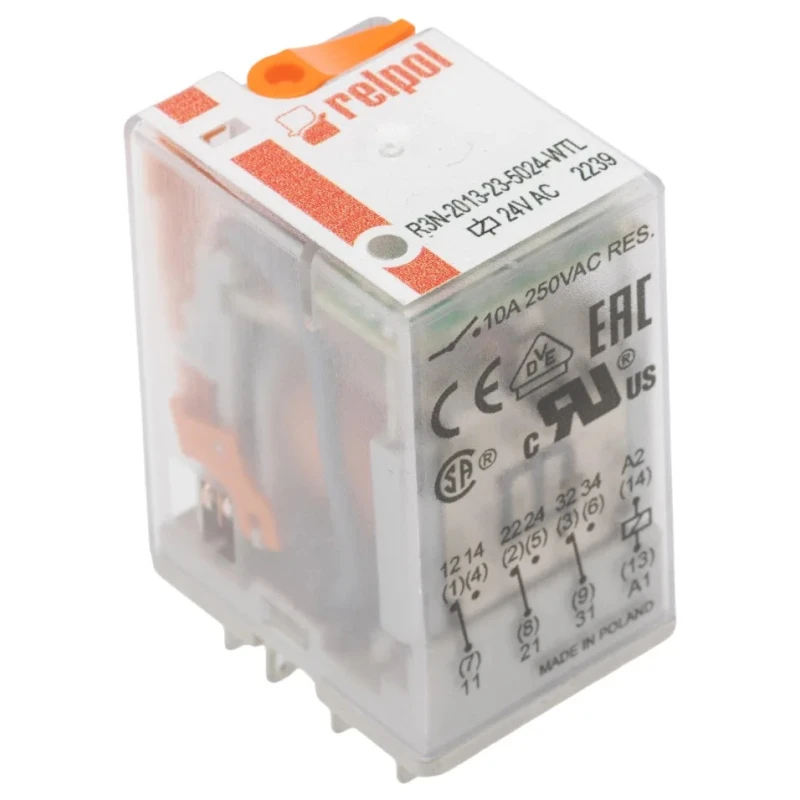 Relpol Surface Power Relay 24V Coil 10A Switching Current 3PDT R3N-2013-23-5024-WTL