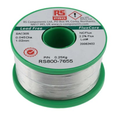 RND Lead-Free Solder Wire 1.01 mm Diameter, 217 °C Melting Point, Rosin Based Flux 800-7655