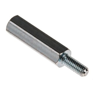 RS PRO Zinc Plated Steel Hexagonal Threaded M4 Standoff, 25 mm Body Length, 10 mm Stud Length 806-6604