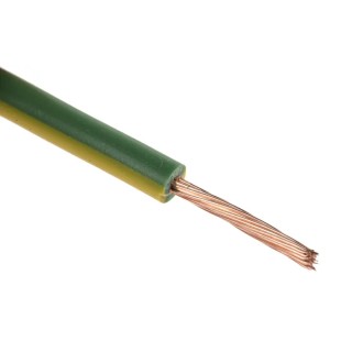 RS PRO Green, Yellow 1.5 mm² Hook Up Wire, 15 AWG, 30/0.25 mm Core Strands, 25 m Length, Polyvinyl Chloride 811-4431