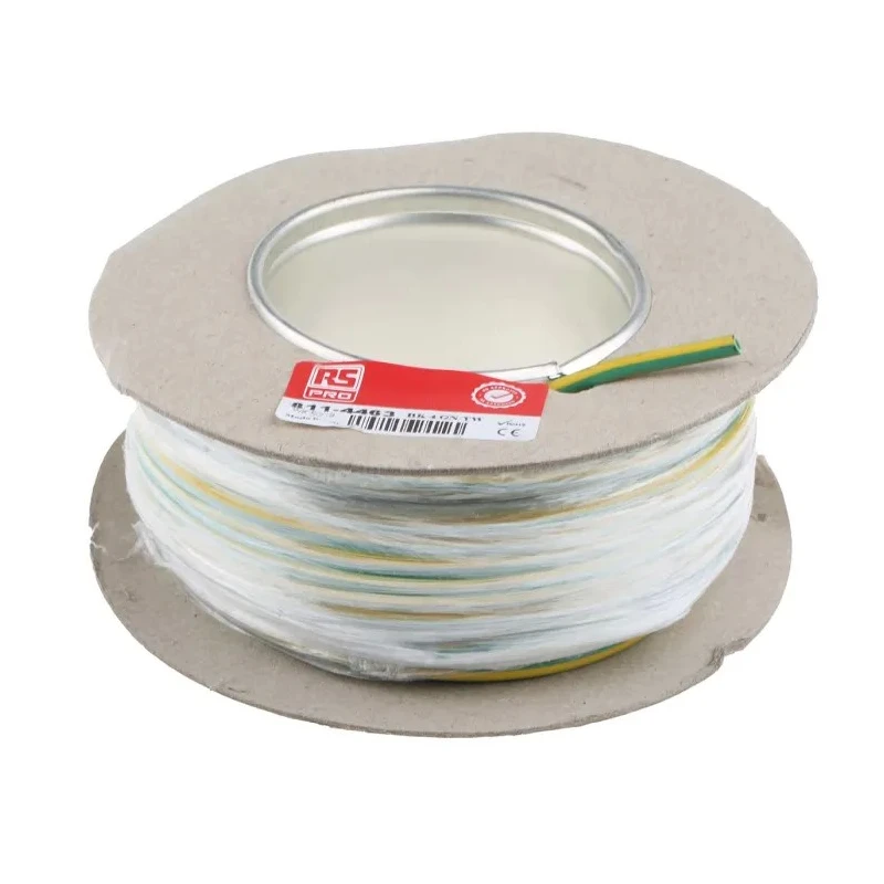 RS PRO Green Yellow 4 mm² Flexible BK Series Hook Up Wire, 11 AWG, 56x0.3 mm Core Strands, Polyvinyl Chloride, 25 m 811-4463