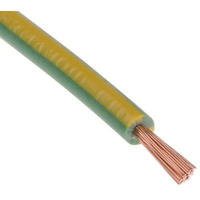 RS PRO Green, Yellow 1 mm² Hook Up Wire, 18 AWG, 32/0.2 mm Strands, 100 m Length, PVC Insulation, 1000 V, Flexible 811-4485