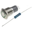 RS PRO Illuminated Push Button Switch, Latching, Panel Mount, 16 mm Cutout, SPDT, Green LED, IP65 IP67, 250 V AC 3A 811-8402