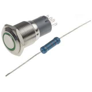 RS PRO Illuminated Push Button Switch, Latching, Panel Mount, 16 mm Cutout, SPDT, Green LED, IP65 IP67, 250 V AC 3A 811-8402