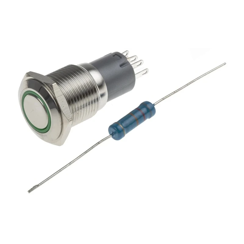 RS PRO Illuminated Push Button Switch, Latching, Panel Mount, 16 mm Cutout, SPDT, Green LED, IP65 IP67, 250 V AC 3A 811-8402