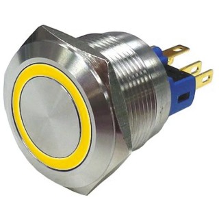 RS PRO Illuminated Push Button Switch, Latching, Panel Mount, 22 mm Cutout, SPDT, Yellow LED, IP65, IP67, 250 V AC 811-8522