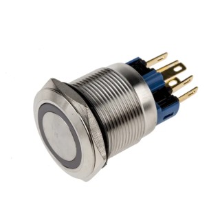 RS PRO Illuminated Push Button Switch Latching Panel Mount 22 mm Cutout SPDT Yellow LED IP65 IP67 250V AC 811-8528