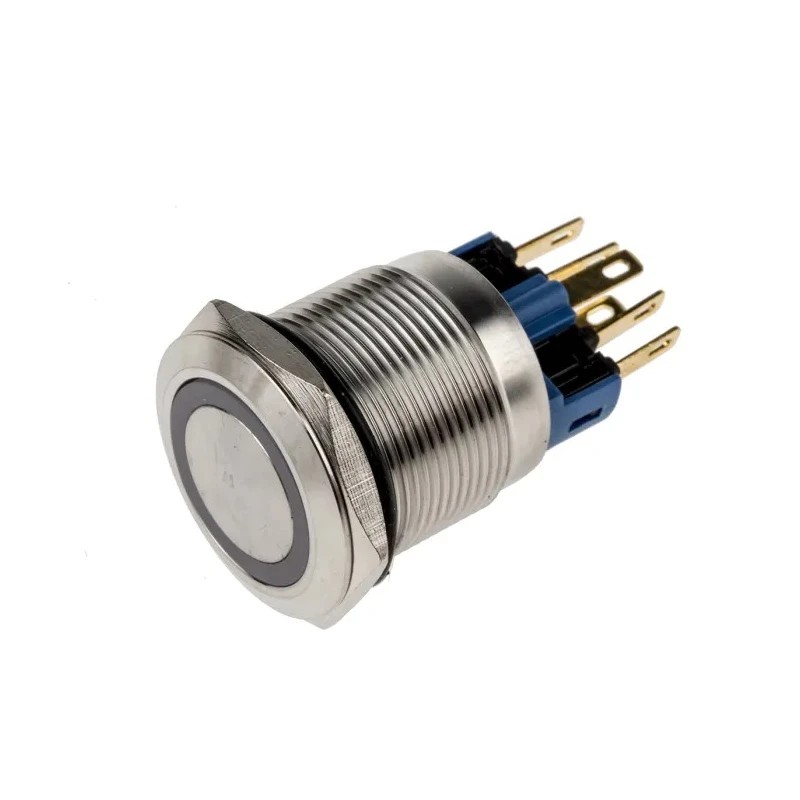 RS PRO Illuminated Push Button Switch Latching Panel Mount 22 mm Cutout SPDT Yellow LED IP65 IP67 250V AC 811-8528