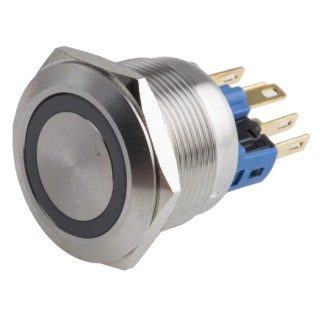 RS PRO Illuminated Momentary Push Button Switch, Panel Mount, 22 mm Cutout, SPDT, Yellow LED, IP65 IP67, 250V AC 5A 811-8569