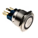 RS PRO Illuminated Momentary Push Button Switch Panel Mount 22 mm Cutout SPDT Green LED IP65 IP67 250 V AC 811-8540