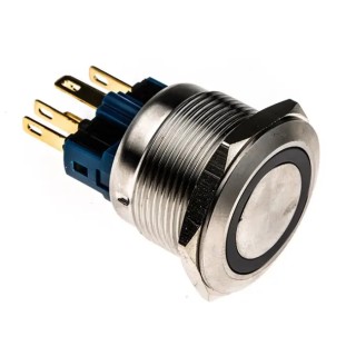 RS PRO Illuminated Momentary Push Button Switch Panel Mount 22 mm Cutout SPDT Green LED IP65 IP67 250 V AC 811-8540