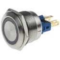 RS PRO Illuminated Momentary Push Button Switch Panel Mount 22 mm Cutout SPDT Yellow LED IP65 IP67 250 V AC 811-8562