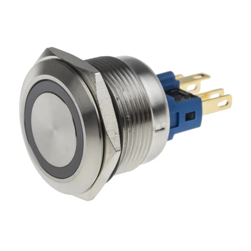 RS PRO Illuminated Momentary Push Button Switch Panel Mount 22 mm Cutout SPDT Yellow LED IP65 IP67 250 V AC 811-8562