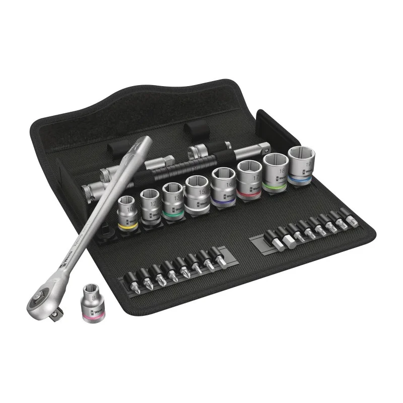 Wera 29-Piece 3/8 in Zyklop Socket Set Chrome Molybdenum Steel Chrome Finish 05004047001