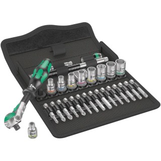 Wera 28-Piece 1/4 in Zyklop Socket Set Chrome Molybdenum Steel Czech Republic 05004016001