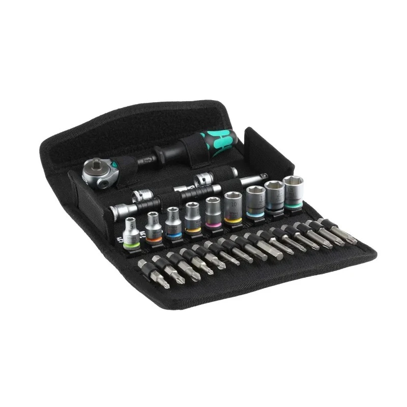 Wera 28-Piece 1/4 in Zyklop Socket Set Chrome Molybdenum Steel Czech Republic 05004016001