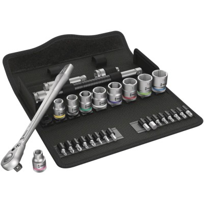 Wera 29-Piece 3/8 in Zyklop Socket Set Chrome Molybdenum Steel Chrome Finish 05004048001