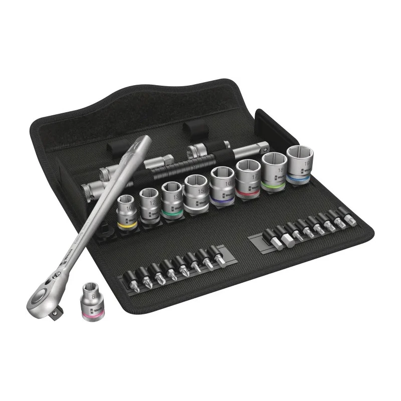 Wera 29-Piece 3/8 in Zyklop Socket Set Chrome Molybdenum Steel Chrome Finish 05004048001