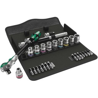Wera 28-Piece 1/2 in Zyklop Socket Set Chrome Molybdenum Steel Drive Square 05004079001
