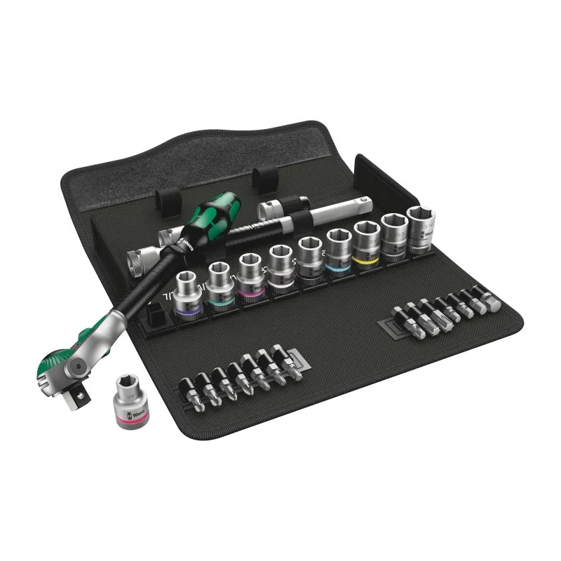 Wera 28-Piece 1/2 in Zyklop Socket Set Chrome Molybdenum Steel Drive Square 05004079001