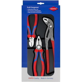 Knipex 3-Piece Plier Set with Combination Pliers, Cutters, Water Pump Pliers, Ergonomic Handles 00 20 09 V01