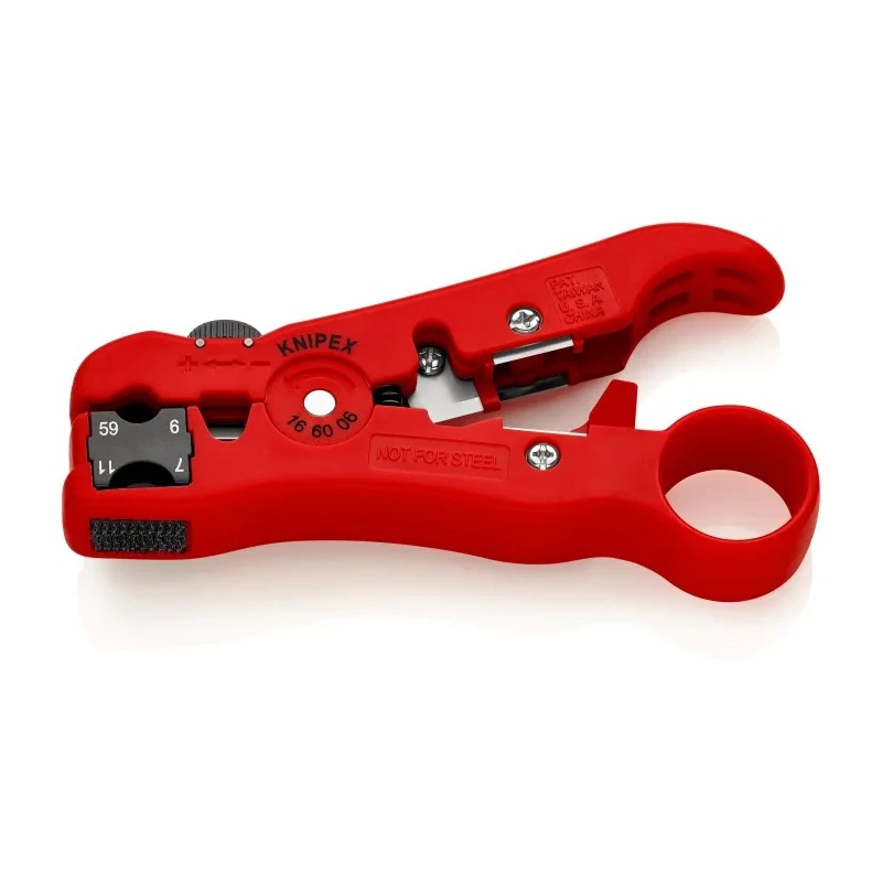 Knipex Coaxial and Data Cable Insulated Stripping Tool, Adjustable Blade, 125mm Overall Length 16 60 06 SB