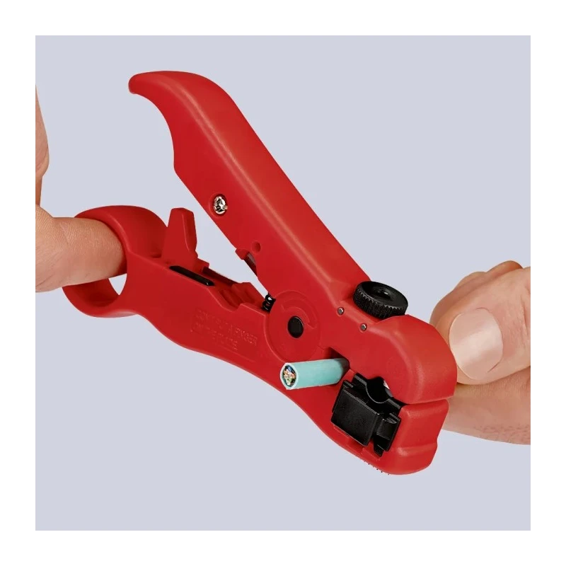 Knipex Coaxial and Data Cable Insulated Stripping Tool, Adjustable Blade, 125mm Overall Length 16 60 06 SB