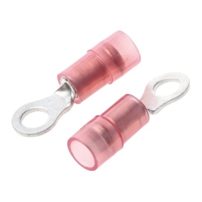 RS PRO Insulated Nylon Ring Terminal M3.5 Stud Size, 22 AWG to 16 AWG Wire Size, Red 267-3644