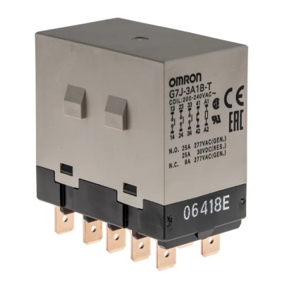 Omron Power Relay 200V AC Coil Voltage 2A Switching Current 3PDT Quick Connect Terminals G7J-3A1B-T 200/240VAC