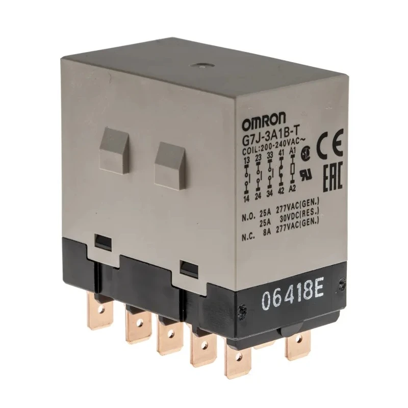 Omron Power Relay 200V AC Coil Voltage 2A Switching Current 3PDT Quick Connect Terminals G7J-3A1B-T 200/240VAC