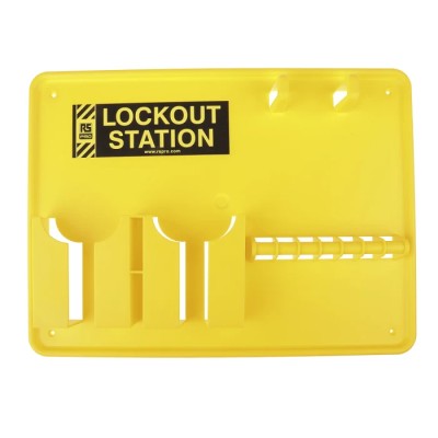 RS PRO 7 Padlock Lockout Station, Polyvinyl Chloride, 293mm Width, 40mm Height, 40mm Depth, Yellow 818-8082