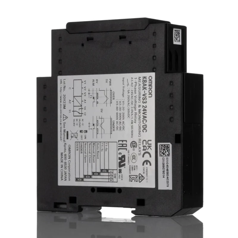 Omron Monitoring Relay 1 Phase SPDT DIN Rail 100V AC 240V AC 24V DC K8AK-VS3 24VAC/DC