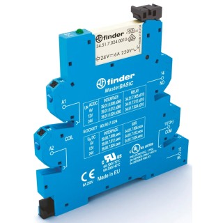 Finder 39 Series Electromechanical Interface Relay DIN Rail Mount 110V AC/DC Coil SPDT Contact 6A 5.6mA 39.01.0.125.0060