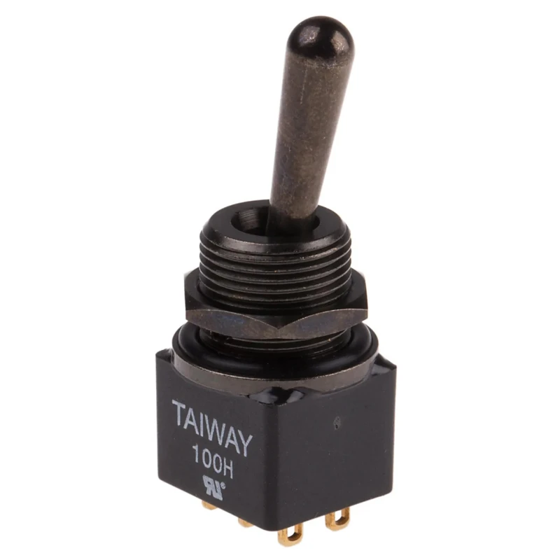RS PRO Toggle Switch PCB Mount On-On DPDT 28V dc 5A 250V ac Solder Terminal Brass Actuator 18mm 820-0508