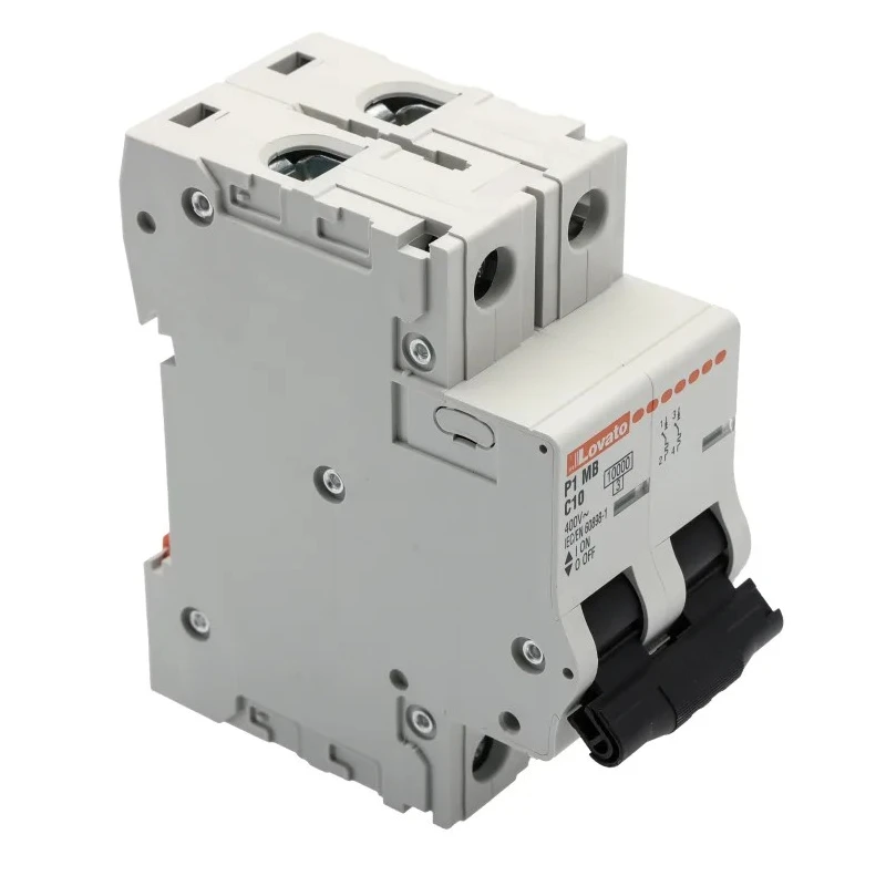 Lovato Electric Modulo P1MB Miniature Circuit Breaker, 2-Pole, 10A, Type C, 400V AC, 80V DC, 10kA Breaking Capacity P1MB