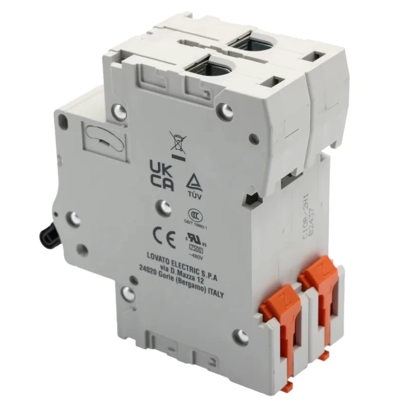 Lovato Electric Modulo P1MB Miniature Circuit Breaker, 2-Pole, 10A, Type C, 400V AC, 80V DC, 10kA Breaking Capacity P1MB