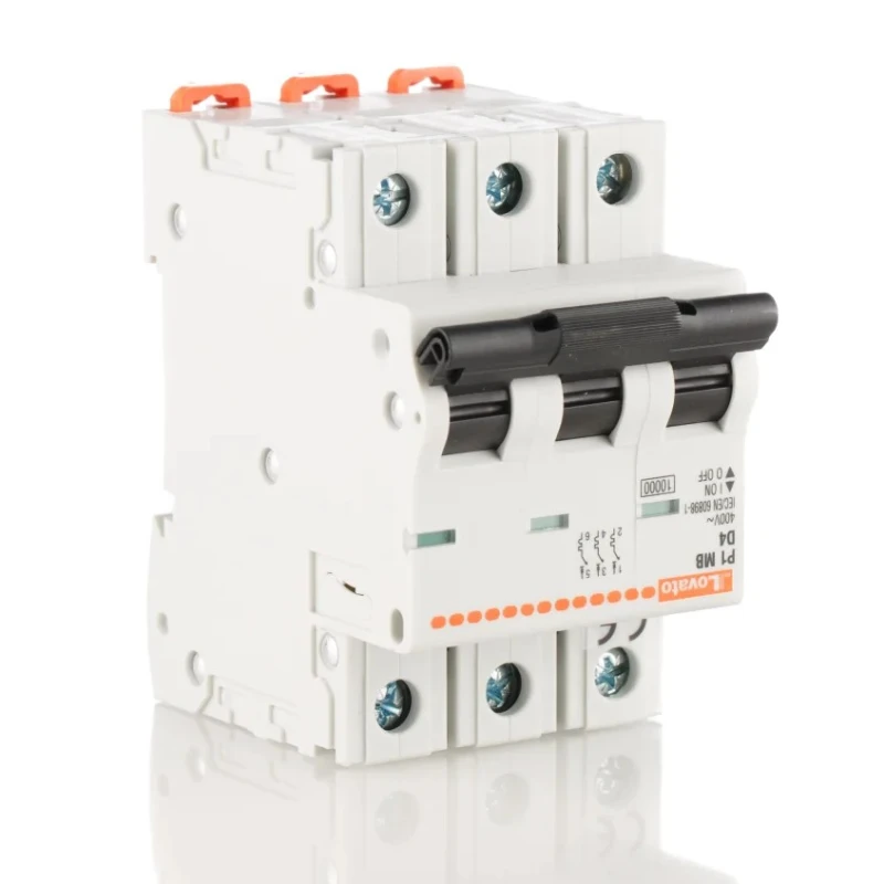 Lovato Electric Modulo Miniature Circuit Breaker, 3-Pole, 4A, Type D, 400V AC, 10 kA Breaking Capacity P1MB3PD04