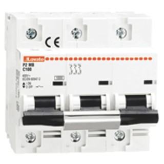 Lovato Electric Modulo P2MB Miniature Circuit Breaker, 3-Pole, 80A, Type C, 400V AC, 60V DC, 10 kA Breaking 