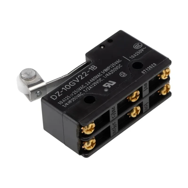 Omron DZ Series Short Hinge Roller Lever Limit Switch, DPDT Contact Configuration, Snap Action, 250V AC, 10A DZ-10GV22-1B