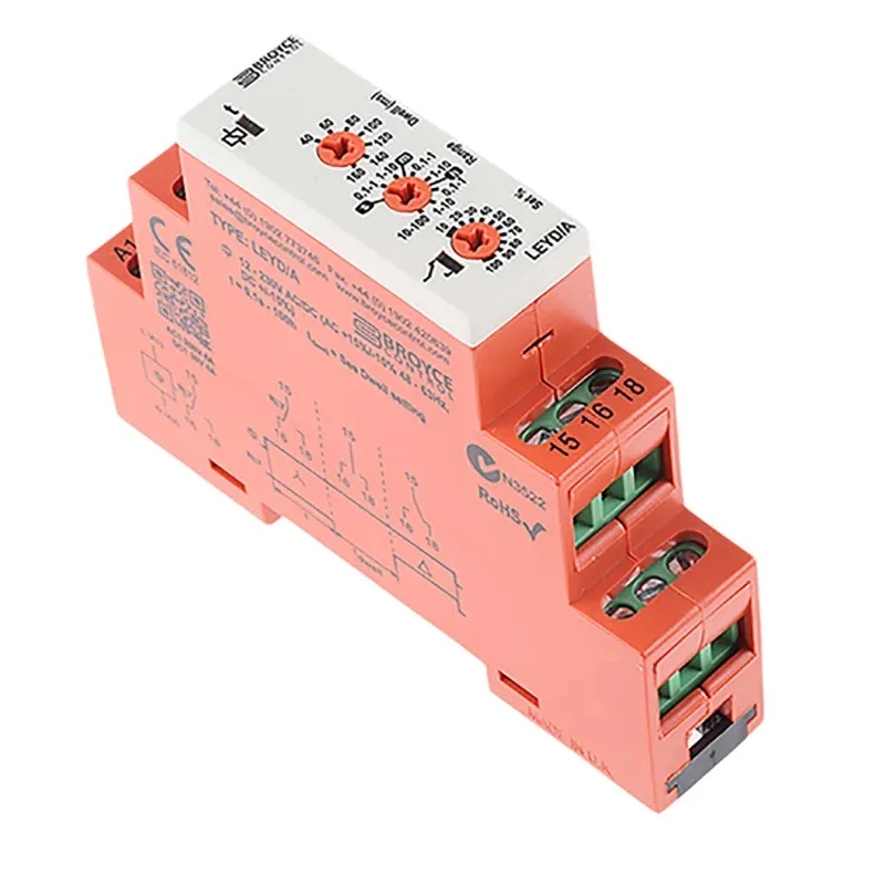 Broyce Control LEYD Series DIN Rail Timer Relay, 1-Contact, 230 V DC 12 V AC 230 V AC, 0.1 s to 100 h LEYD/A 12-230V AC/DC
