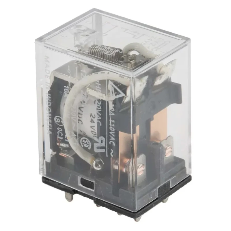 Omron Power Relay, PCB Mount, DPDT Contact Configuration, 24V DC Coil, 10A Switching Current, Silver Alloy LY2-0 24VDC