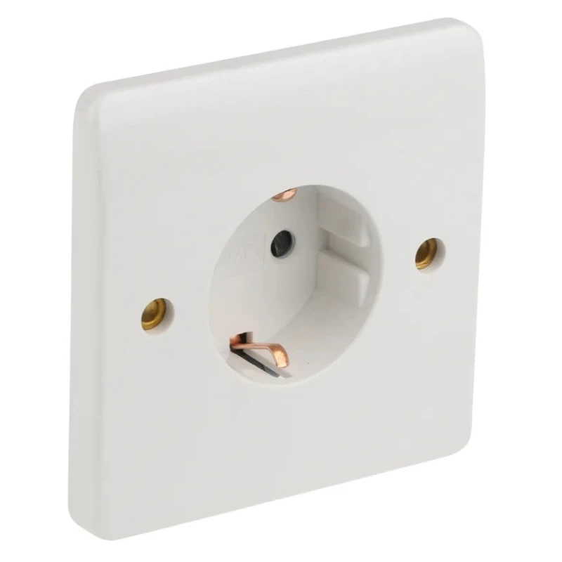 MK Electric 16A White 1 Gang Plug Socket Logic Plus Indoor Type F K4150 WHI