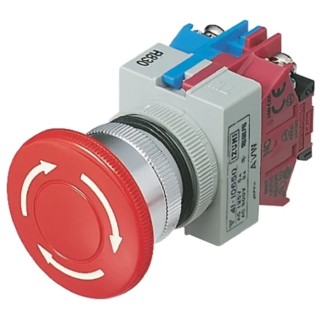 Idec TW Series Twist Release Emergency Stop Push Button Panel Mount 22mm Cutout 1 NC IP65 AVW401-R