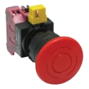 Idec HW Series Twist Release Emergency Stop Push Button Panel Mount 22mm Cutout 1 NC IP65 HW1B-V4F01-R