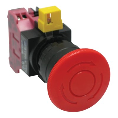 Idec HW Series Twist Release Emergency Stop Push Button Panel Mount 22mm Cutout 1 NC IP65 HW1B-V4F01-R