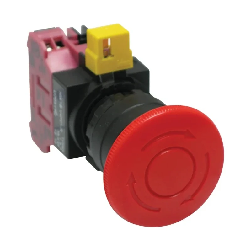 Idec HW Series Twist Release Emergency Stop Push Button Panel Mount 22mm Cutout 1 NC IP65 HW1B-V4F01-R