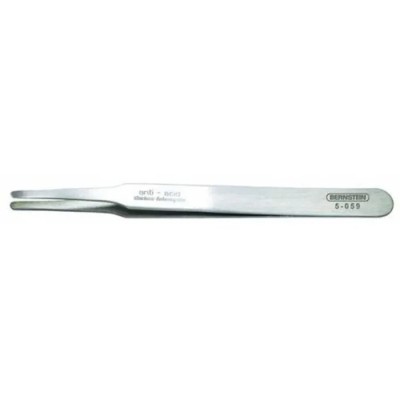 Bernstein 120mm Stainless Steel Flat Rounded ESD Safe Tweezer 5-059