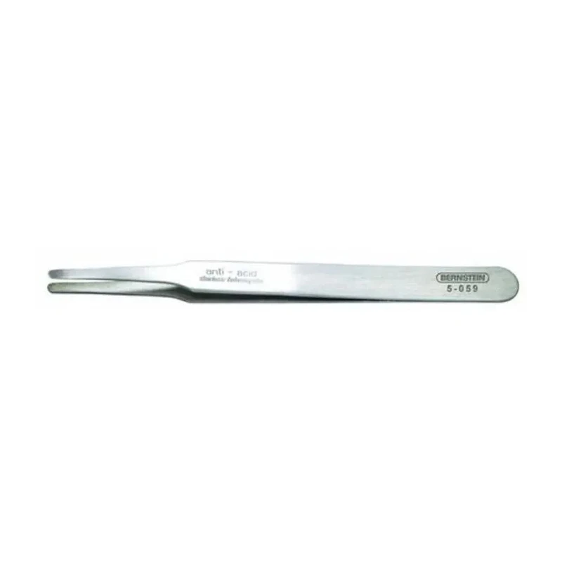 Bernstein 120mm Stainless Steel Flat Rounded ESD Safe Tweezer 5-059