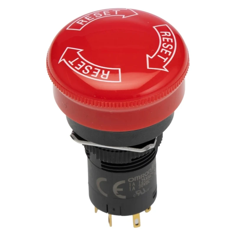 Omron Emergency Stop Push Button Panel Mount, Twist Release, 16 mm Cutout, 3 NC Contacts, IP65 A165E-S-03U
