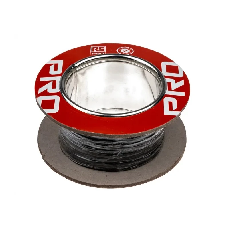 RS PRO Black 0.12 mm² Hook Up Wire, 26 AWG, 7/0.15 mm Core Strands, 100 m Length, Silver Plated Copper Conductor 841-7181